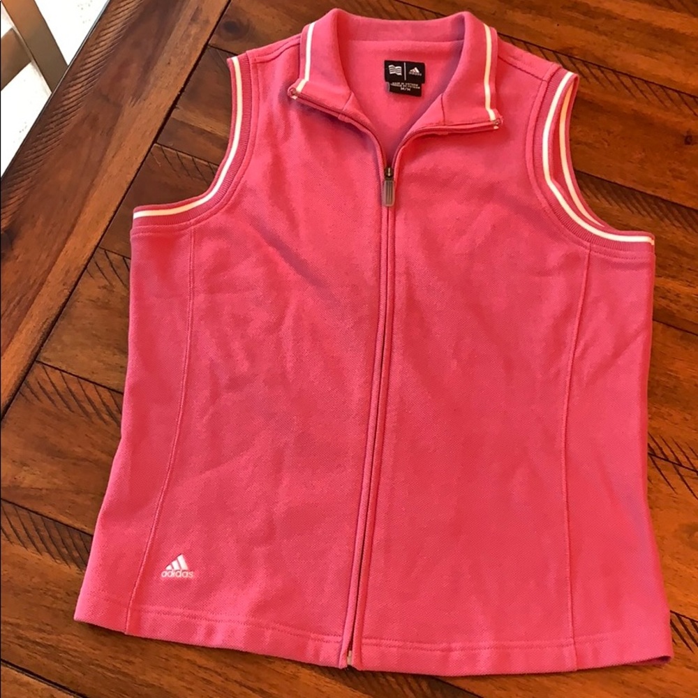 Adidas Dusty Rose/Mauve Zip Up Vest White Trim M
